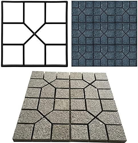 Molde de pavimento de jardín GOTOP, 15.75 x 15.75 pulgadas, molde para hacer caminos, reutilizable, para hormigón, cemento, piedra, diseño de pavimento, color negro