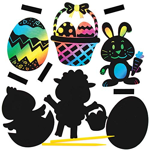 Baker Ross Ostern Kratzbild Magnete Bastelset für Kinder (10 Stück) Kreativsets zum Basteln und Dekorieren zur Frühlingszeit