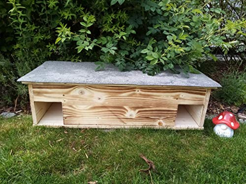 Generisch Igelhaus XL Igelschutz geflammt Dachpappe Isolierung handgemacht Boden Gratis Stroh84x40x25cm