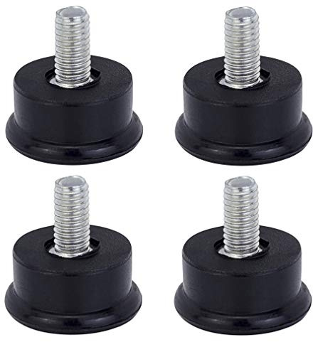 Bulldog Castors Adjustable Levelling Feet - Set of 4 - M6 Thread with 22mm Foot Diameter - Ideal for Furniture, Appliances and Small Equipment Black