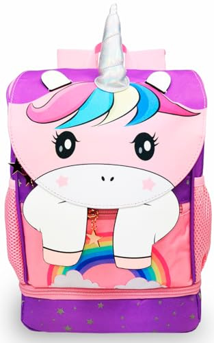 MIXIRL® Kindergartenrucksack Mädchen & Kleinkind Rucksack ab 3 Jahre hochwertiger Einhorn Kinderrucksack mit Brustgurt - ideal für Freizeit, KiTa, Kindergarten