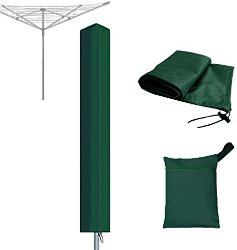 RICHIE Wäschespinne Abdeckung Wasserdicht mit Reißverschluss 16x16x180cm Wäschespinne Abdeckung Winddicht Grün