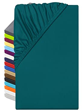 Microfaser Spannbettlaken weich seidig, 180-200 x 200 cm, Petrol
