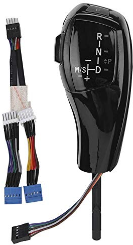 Elektrischer Schaltknauf, für F30 LHD Automatik LED Schaltknauf Nachrüstsatz für E90 E92 E84 E89 Leder Kunststoff(Helles Schwarz)