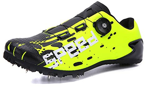 LZQpearl Unisex Zapatos para Correr Profesión, Zapatos De Pista Y Campo para Hombres Y Mujeres, Zapatillas De Deporte De Atletismo con 7 Clavos, Zapatillas Deportivas para Esprintar (47,Yellow)