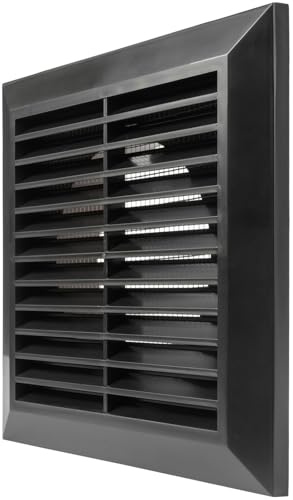 Vent Systems 4 Inch Black Air Vent Cover – Durable Plastic Exterior Louvered Grille with Built-in Insect Mesh Screen – for Kitchen, Bathroom Exhaust, Dryer, Wall or Ceiling Ventilation – Outdoor Use