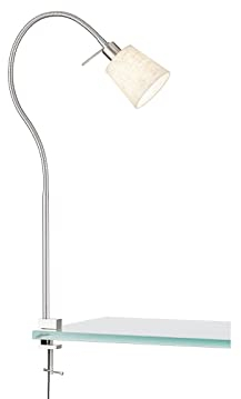 Fischer & Honsel | Klemmleuchte, Jam | nickelfarben matt| Stoffschirm| sandfarben Leinen/weiß| B: 11,00 cm, H: 60,00 cm,| Ausladung Wand: 45,00 cm| mit Schnurschalter| 1x E14 max. 10 Watt | 30324