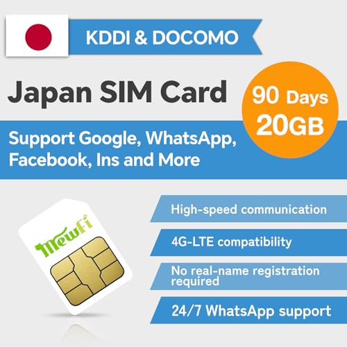 Japan SIM Card 90 Days 20GB – Prepaid SIM for Unlocked Phones – Easy Activation, Works with Google, Instagram, Twitter – 4G Data-Only, No Calls or Texts (90 days 20GB)