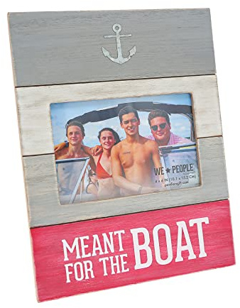 Pavilion - Meant For The Boat- Textured Gray White Washed Wooden Picture Frame (Holds 4 x 6 inch Photo), Nautical Decor, Seascape Decor, Anchor, 1 Count (Pack of 1), 7.75 x 10