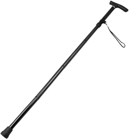 NUZAMAS Bastón plegable portátil, bastón de escalada de aluminio, 85-95 cm, ajustable, negro, bastón telescópico de cinco piezas para viajes al aire libre