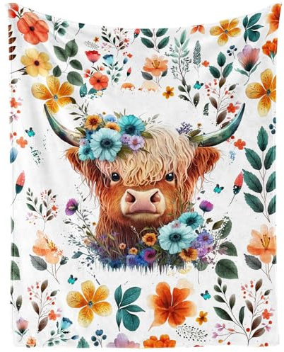 CaomeiWu Highland Cow Decke, 152,4 x 203,2 cm, Flanell, niedliches Hochland-Küh-Thema, weicher Überwurf, Decke für Zuhause, Jungen, Mädchen, Frauen, Hochlandkuh-Liebhaber