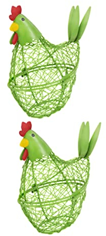MUCKLILY 2st Hühnerei-korb Eierhalter Aus Draht Behälter Für Lebensmittel Hühnerdrahtkorb Aus Metall Aufbewahrungskorb in Hühnerform Eierständer Hühnereierhalter Henne Snack-schüssel Eisen