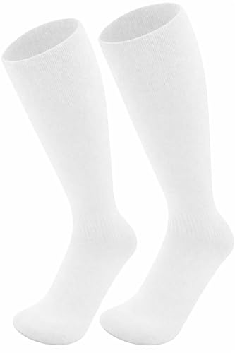 reshmena® Herr fotbollsstrumpor män sport knähöga strumpor herr hockey rugbystrumpor utomhus fotbollsstrumpor herr löparstrumpor (storlek 6-11), Vit (1 par), 40-45 EU
