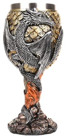 Tasse à calice dragon | Calice à vin en forme de dragon | Tasse médiévale avec dragons, calice de dragon en acier inoxydable, calice gothique dragon, boisson quotidienne et décoration de fête