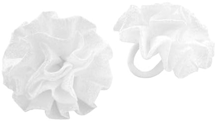 axy Kinder Haargummi 2 stück Blumen Haargummis zur Kommunion in Weiss, Mädchen Ballet Haarschmuck mit Stoffblumen HSG15 (2er Set-Modell 2)