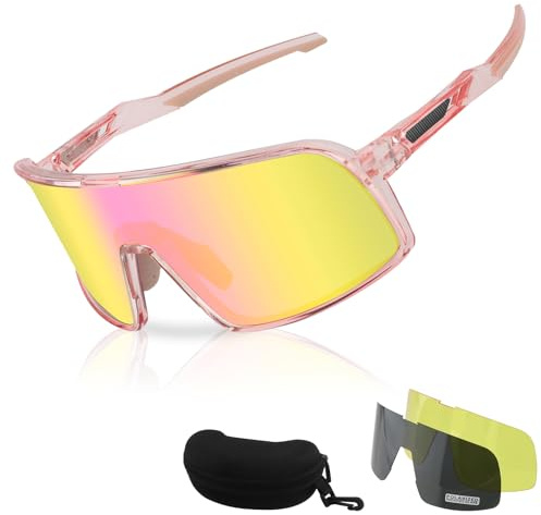 FOCUHUNTER Lunettes de soleil polarisées pour hommes et femmes, lunettes de cyclisme pour baseball, course à pied, cyclisme – 3 verres