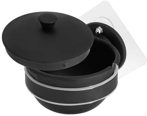 DODAMOUR Aschenbecher zur Wandmontage mit Deckel, Edelstahl Rauchaschenbecher für WC Raucher, Indoor Winddichter Aschenbecher für Badezimmer Wohnzimmer Hotelfach (Schwarz)