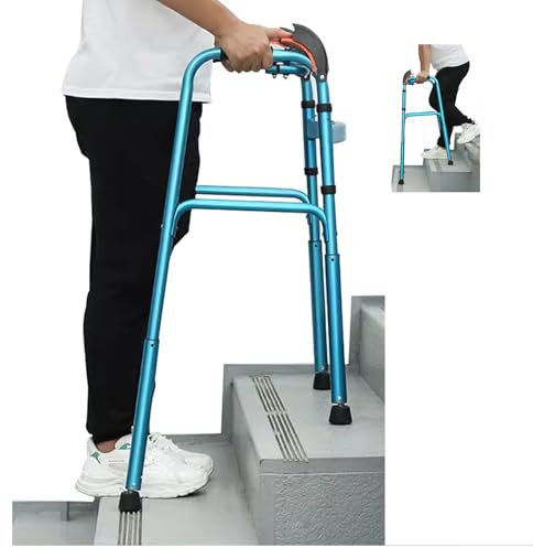 Joyfitness klappbarer Gehhilfe aus Aluminium mit höhenverstellbarer Treppensteighilfe, klappbarer Gehrahmen zum Treppensteigen und Treppensteigen für ältere Menschen