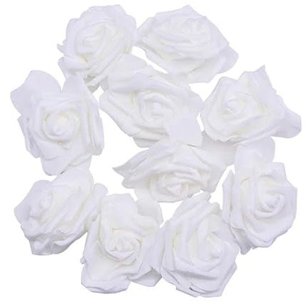 30 Stück/Los 8 cm große PE-Schaumrosen, künstliche Blütenköpfe für Hochzeits- und Eventdekoration, DIY-Kränze, Hausgarten, dekoratives Zubehör, F01 weiß, 8 cm