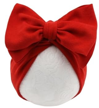 Yurosiay Bonnet turban pour bébé, bonnet avec grand nœud, bandeaux pour bébé, turbans, casquettes, élastiques doux pour les cheveux, bonnet à cheveux pour nouveau-né, rouge, Talla única