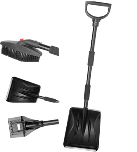 Pala quitanieves 3 en 1, Pala quitanieves portátil, raspador de Hielo y Cepillo para Nieve, Juego de Coche, Pala quitanieves para Entrada de Coches, diseño Plegable, para jardín, Camping Juego muñeco