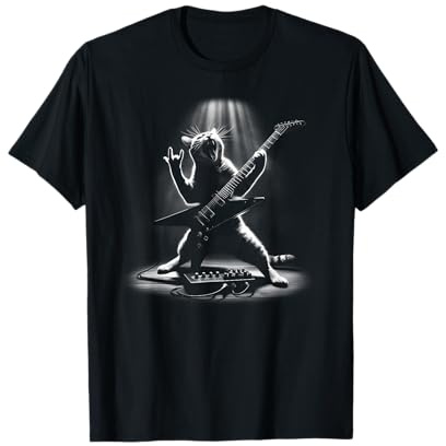 Gato Metalhead & guitarra eléctrica Heavy Metal, Cats Rock Camiseta