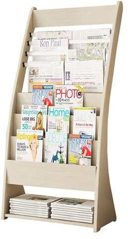Zeitschriftenständer, Literaturhalter, Inklusive 4 Zeitungshalter Organizer Literatur/Datei/Broschüre Display Rack Multifunktions Katalog Ständer(Beige)