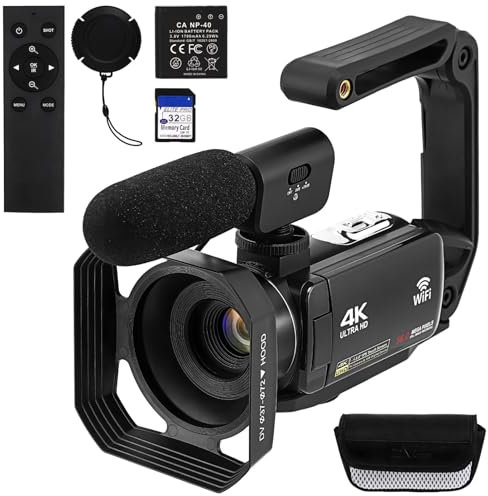 UKCOCO Caméscope Caméra Vidéo 4K: Caméra Vlogging 18X 3. 0 Appareil Photo Numérique À Écran Tactile avec Stabilisateur Pare-Soleil Télécommande Carte 32G