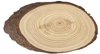 Ideen mit Herz | Deko-Baumscheibe oval | mit Rinde | 19 bis 20 cm lang, 10 bis 12 cm breit | 2 cm dick | Holzscheibe | Holzplatte | Deko-Tablett | unbesäumt