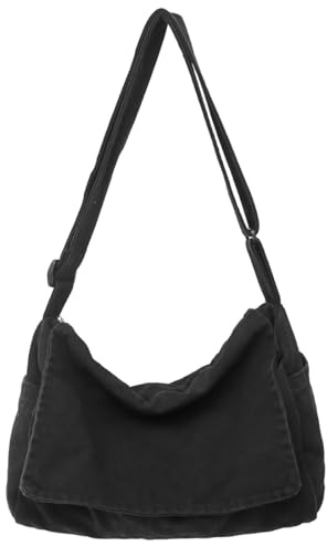 Collsants Messenger Bag for Women Men Satchel Bag Canvas Crossbody Shoulder Bag Casual Sling Bag(black)