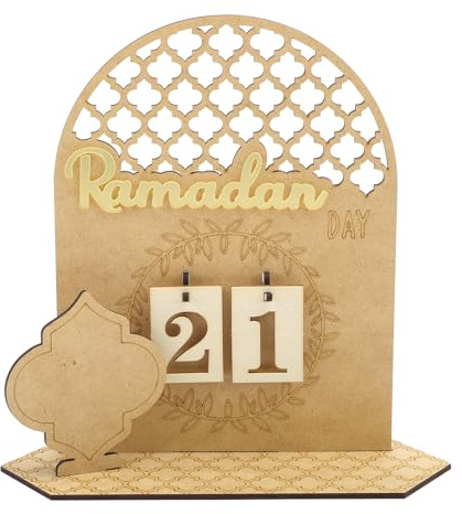 Ramadan-Adventskalender, Hölzerner Ramadan Countdown Kalender Kreativer Eid-Mubarak Adventskalender für Arabische Muslimische Islamische Feiertagsdekorationen