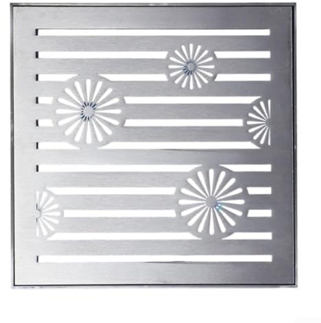Edelstahl-Bodenablauf mit Rahmen, 200 x 200 x 20 mm, 300 x 300 x 20 mm, für den Außenbereich, Kanalrost für Garteneinfahrt und private Entwässerungssysteme (300 x 300 x 20 x 2 mm)