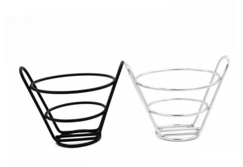 Warmhm French Fry Stand and Snacks Cone Holder Stainless Steel Silver Snack Basket Rack for Restaurant Café Hotel Use