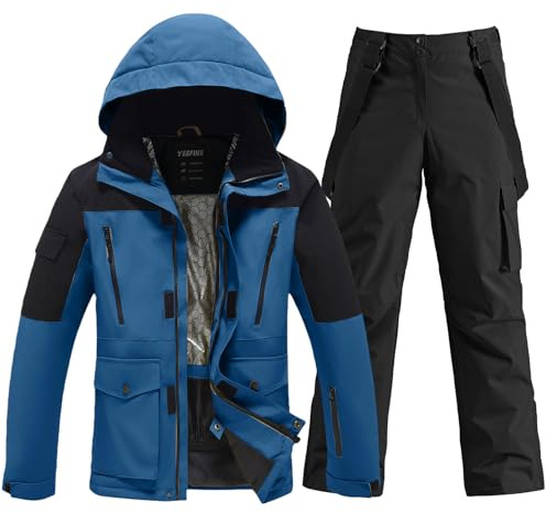 HOTIAN Ensemble veste et pantalon de ski pour homme Combinaison de neige chaude Imperméable Coupe-vent