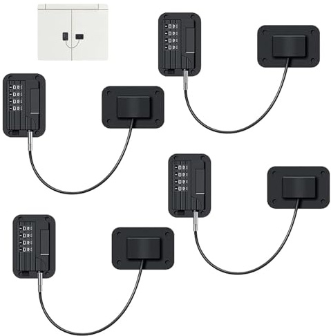 4Pezzi Serratura Sicurezza Bambini a Combinazione,con Codice 4 Cifre,Blocco Senza Foratura per Frigorifero,Congelatore,Armadi,Cassetti,Finestre e Porte,Nero
