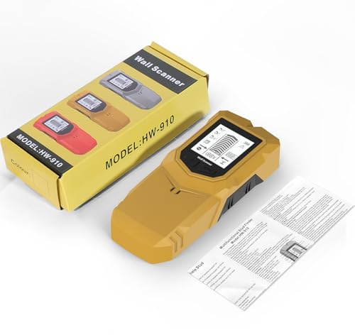 HW-910 Metal Detector, cercatore di cavi 5 in 1, dispositivo di localizzazione, ricerca di linee elettriche, ricerca di cavi di alimentazione (giallo)