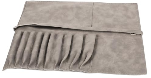 Toyvian Custodia Portaposate da Viaggio in Pelle Grigia con Scomparti Borsa Portatile per Forchette e Coltelli Organizer Compatto per Posate da Campeggio e Uso Esterno