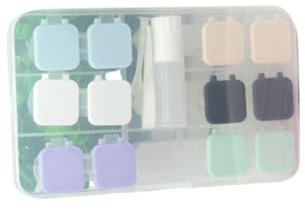CLISPEED Étui à Lentilles de Contact 6 Pièces Assorties, Boîte de Rangement Compacte Couvercle Rabattable, Matériau Solide, pour Voyage et Usage Quotidien