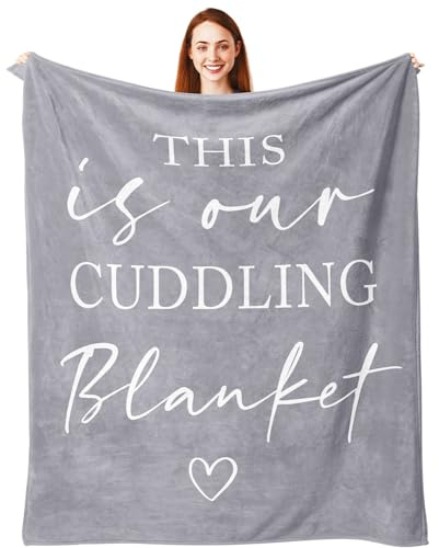 Pubrave Gifts for Her/Him/Girlfriend/Boyfriend/Wife/Husband, Anniversary Christmas Wedding Engagement Gifts for Couples/Women/Men, Romantic Couple Cuddling Blanket Grey 60x50in