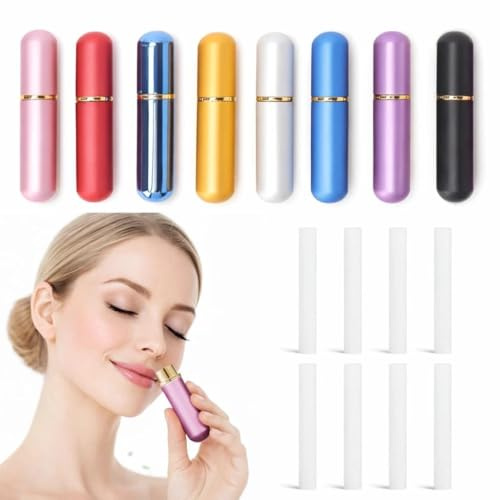 8 st Eterisk Oljeinhalator, Rostfritt Stål Inhalator Stick Återanvändbar, Näsinhalator för aromaterapi, Eteriska oljor
