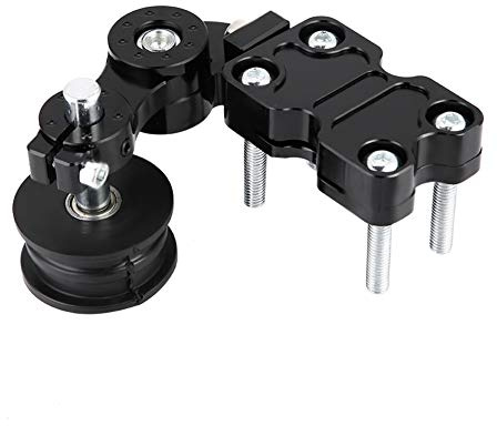 Regolatore Catena Moto in Alluminio, Tendifune Auto Regolante con Molla, Tensionatore Universale Argento - Facile Installazione, Anti - Corrosione, Per Moto e ATV (Nera)