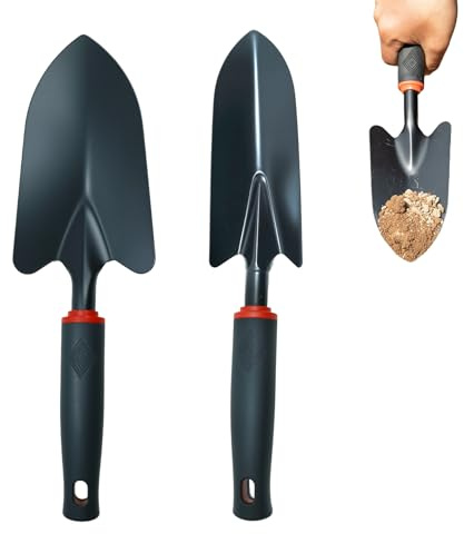 Cazzuola da giardino 2 pezzi, set di pala a mano piccola con lama larga per scavare e punta stretta per trapianto, cazzuole da giardinaggio per diserbo, allentamento del terreno, piantare