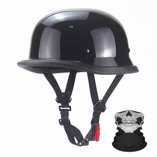 Casco Da Moto Vintage A Mezza Calotta, Omologato DOT/ECE, Casco A Secchiello Per Cruiser, Scooter, Ciclomotore, Casco Da Moto In Stile Tedesco Per Adulti, Uomo E Donna 1,XL(59-60CM)