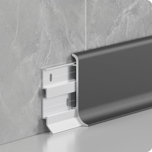 Coayuou Cache-plinthes en Aluminium 125 Cm* 2 Pièces – Profilé De Finition/Protection De Plinthe Murale, Protège-Mur pour Sols Stratifiés, Usage Maison Et Bureau(Dark Gray,7cm)