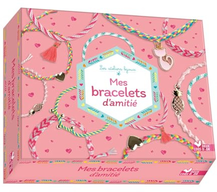 Mes bracelets d'amitié - coffret avec accessoires: Avec 7 fils, 6 anneaux, 1 pompon, 5 perles 3 breloques et 1 disque en mousse