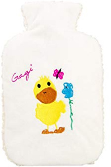 Hugo Frosch Öko-Wärmflasche Kinder 0,8l – Made in Germany – mit kuscheligem Flauschbezug Ente Weiß – kleine, auslaufsichere & geruchsneutrale Bettflasche – langlebig & mit waschbarem Bezug | Formstabile kleine Bettflasche Made in Germany, auslaufsicher & geruchsneutral, mit weichem Überzug, abnehmbar & waschbar