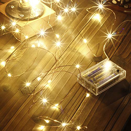 Makion 10M 100 LEDs Fairy Lights Decorative Fairy Battery Powered String Lights, Copper Wire Light for Indoor, Outdoor Lighting, Bedroom,Wedding, Christmas, Party Decoration(33ft/10m Warm White)