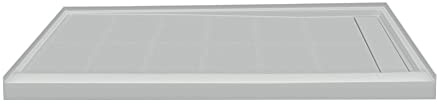 Transolid FL6032R-39 Linear 60-in W x 32-in L Rectangular Alcove Concealed End Drain Shower Base with Right Hand Drain, Grey