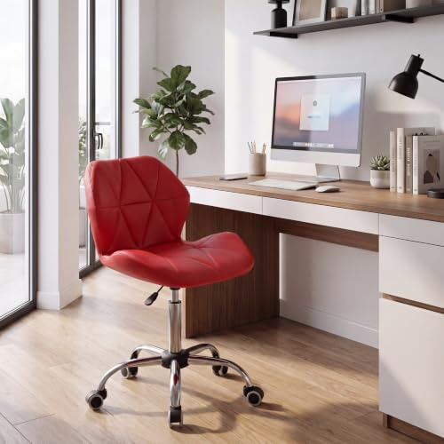 Vida Designs Geo Sedia da Ufficio per Computer, Colore Rosso, con Gambe Regolabili e Girevoli, H 80 96 x W 47.5 x D 49 cm