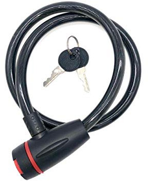 TIJAR Bike Lock Cable, Quality Twisted Steel Cable Covered with Water and Scratch Proof Silicone Coated, Ideal for Bikes, Electric Bike, Skateboards, Strollers and Outdoor Equipment (Black)